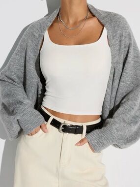 Commense Alpaca and Wool mix Gray Open-Front Balloon Sleeve batwing Cardigan